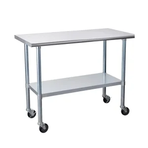 Mesón Central CALVAC con Ruedas 140x60x85 cm Acero Inoxidable