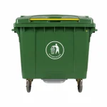 Basurero Plástico CALVAC Verde 660 Litros 4 Ruedas y Pedal Lateral