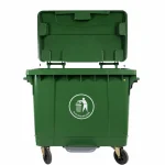 Basurero Plástico CALVAC Verde 660 Litros 4 Ruedas y Pedal Lateral