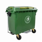 Basurero Plástico CALVAC Verde 660 Litros 4 Ruedas y Pedal Lateral