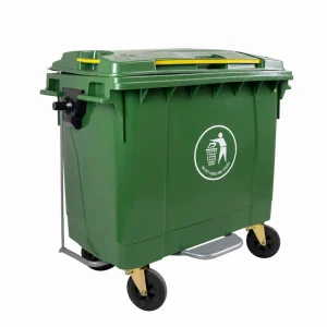 Basurero Plástico CALVAC Verde 660 Litros 4 Ruedas y Pedal Lateral