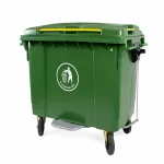 Basurero Plástico CALVAC Verde 660 Litros 4 Ruedas y Pedal Lateral