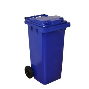 Basurero Plástico CALVAC Azul 120 Litros 2 Ruedas y Pedal Lateral